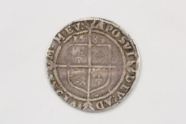 An Elizabeth I shilling dated 1583, diameter 2.6cm In worn condition
