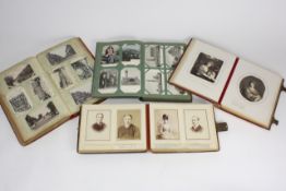 Two assorted postcard albums together with two Victorian photograph albums Of various conditions.