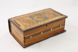 A Prisoner of War straw work box late 19th century, in the form of a book, with lid lifting up to