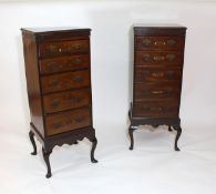 Two similar mahogany tall chests of drawers early 20th century, each with fretwork frieze to the top