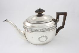 A George III silver teapot hallmarked London 1804/05, with makers initials AK for Abstinando King,