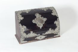 A Victorian tortoiseshell, silver and leather stationery box hallmarked London, 1895/96, makers mark