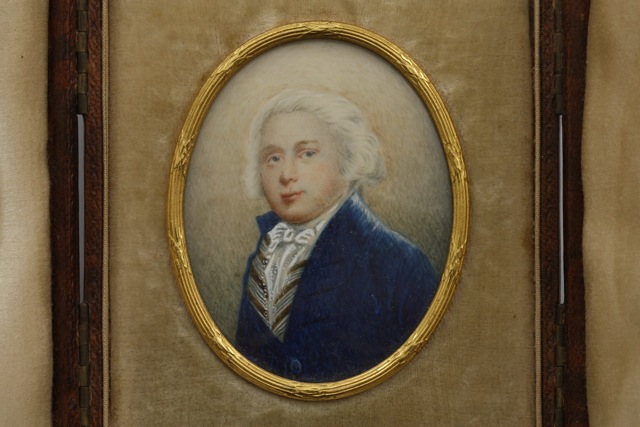 An oval portrait miniature on ivory early 19th century, probably James Winbolt (1758-1805), fitted