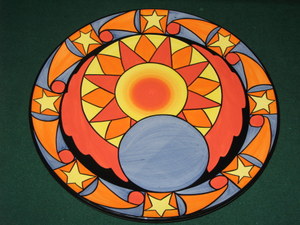 LORNA BAILEY CIRCULAR CERAMIC `ECLIPSE` CHARGER BY OLD ELLGREAVE POTTERY, LIMITED EDITION No. 28/