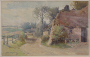 JOHN FARQUHARSON, FRAMED WATERCOLOUR- NEAR ORMISTON, SIGNED TO BOTTOM LEFT AND DATED `92.