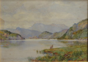 PERCY BROOKE, GILT FRAMED WATERCOLOUR- ENNERDALE, SIGNED TO BOTTOM LEFT. APPROXIMATELY 34.5cm x