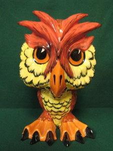 LORNA BAILEY GLAZED CERAMIC OWL FIGURE BY OLD ELLGREAVE POTTERY, LIMITED EDITION No. 66/75, SIGNED