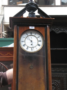 MAHOGANY CASED VIENNA WALL CLOCK WITH ENAMELLED DIAL LITTLE DOUGLAS