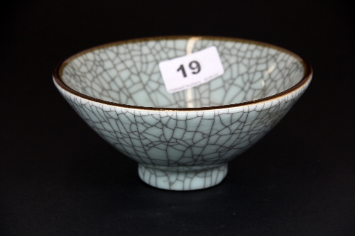 A Chinese crackle glazed celadon bowl H6.5cm Dia 15cm