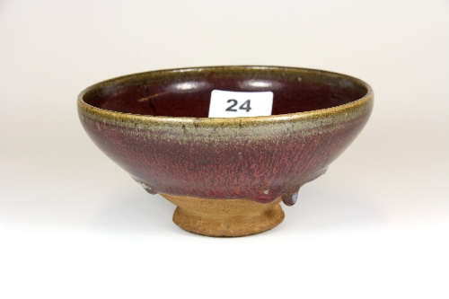 A superb Yuan dynasty style red Zhun ware glazed pottery bowl H. 8cm Dia. 16cm Private collection,