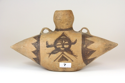 An eastern Neolithic style pottery water carrier H.21 W.37cm. Private collection, possibly of the