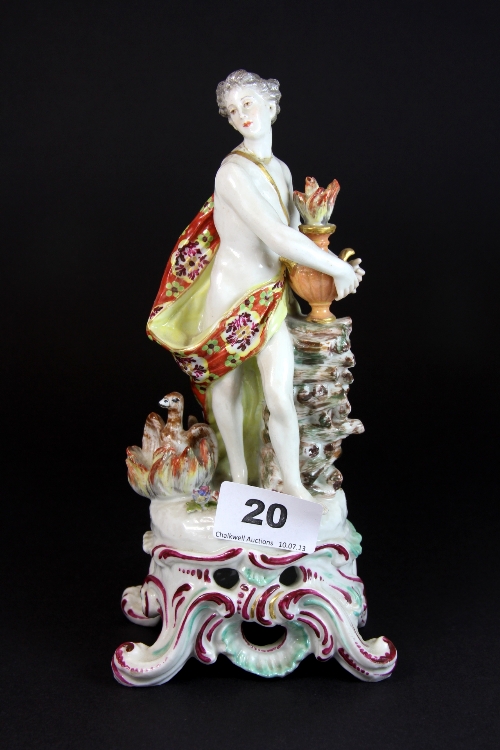 An 18thC Derby porcelain figure. H. 22cms