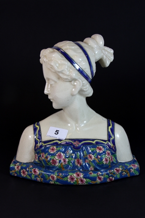 A French art deco ceramic bust of a lady H25cm