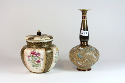 A 19thC Doulton Slater vase and a Doulton Burslem pot porri and lid (a/f)