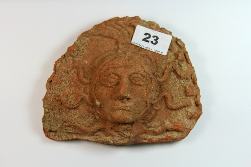 An early terracotta plaque of Medusa 17x14 cms