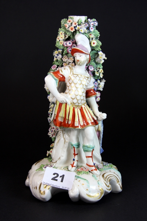 An 18thC Chelsea porcelain figure of Mars. H. 22cms.