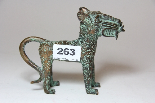 A small Benin bronze figure of a dog H.12cm