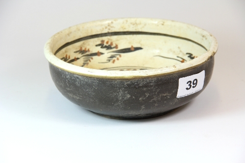 An 18th/19thC Chinese hand painted provincial pottery bowl.Private collection. Dia.17.5cm H.6cm