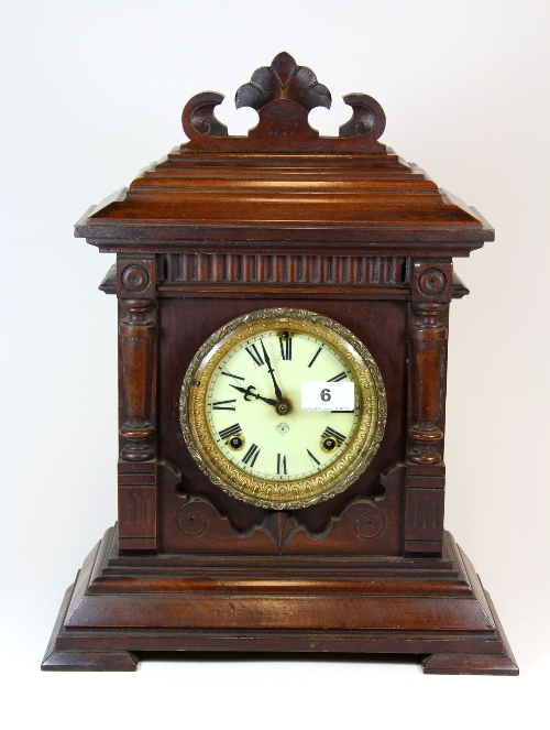 A 19thC mahogany striking mantle clock 43cm
