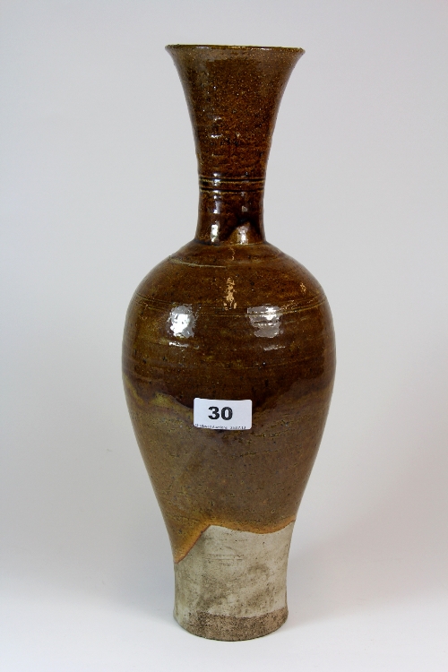 A superb 18th/19thC Chinese brown glazed pottery vase. H.41cm