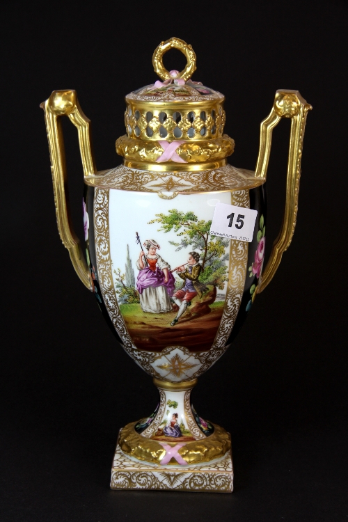 A fine 20thC gilt porcelain vase and cover H30cm