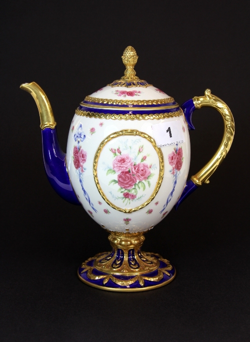 A modern Faberge egg imperial tea pot by House of Faberge