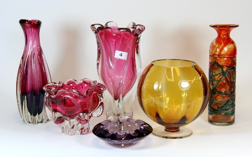 Four Murano glass items and two others