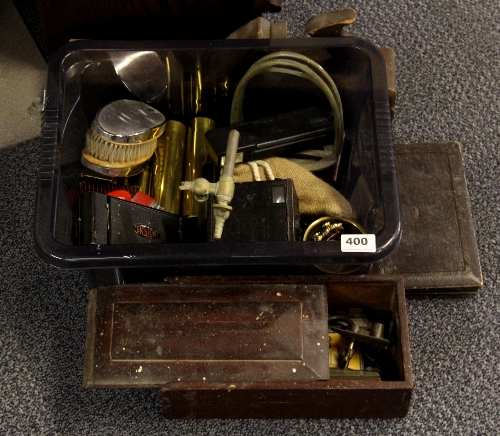 A mahogany cased woodworking plane, a cased set of drawing tools etc.