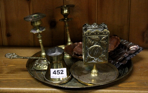 A quantity of copper and brass items