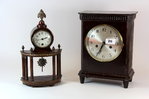 A Victorian mahogany cased mantle clock together with a Victorian classical mantle clock H.32cm