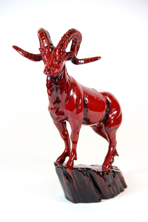 A rare Royal Doulton Flambe figure of the Hebei goat. Limited edition 55/250