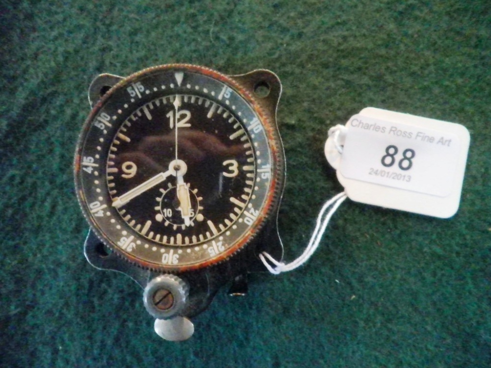 An early/mid-twentieth century cockpit timepiece/stopwatch with luminous hands and adjustable