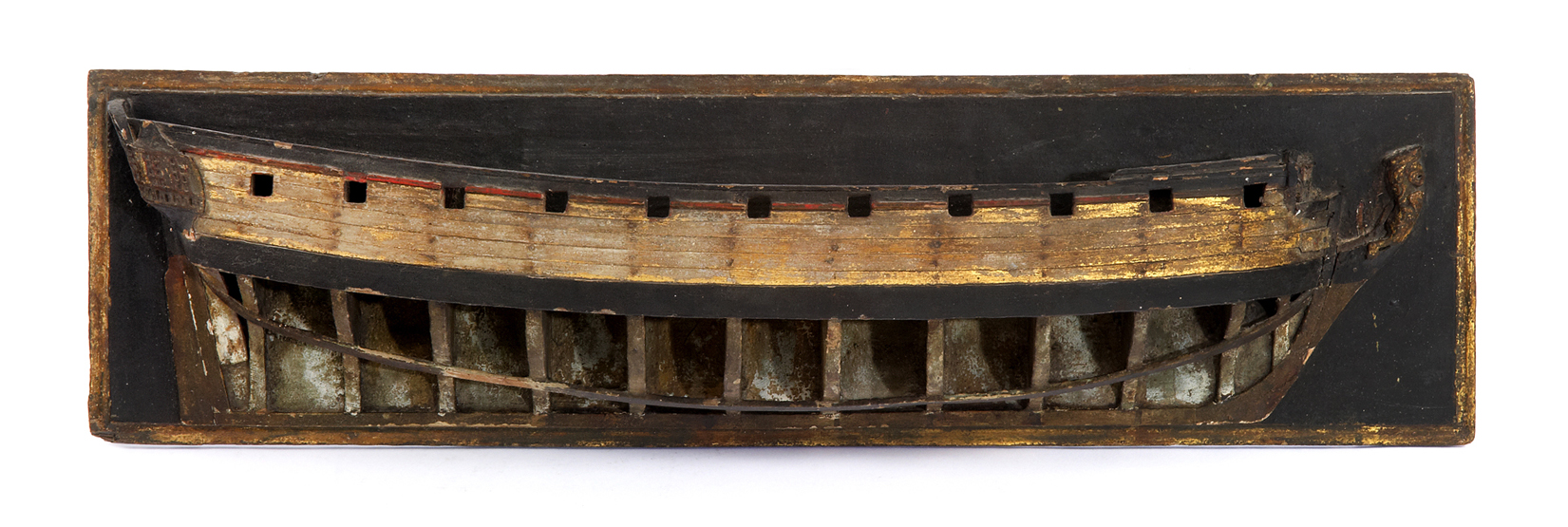 A RARE MID 18TH-CENTURY ADMIRALTY DOCKYARD HALF-MODEL FOR A 22-GUN SIXTH-RATE FRIGATE, open-framed