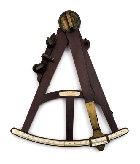 A 14½IN. RADIUS MAHOGANY VERNIER OCTANT BY JOHN HARDY RATCLIFF, LONDON, 1777, with inset ivory scale