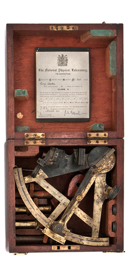 A GOOD 19TH-CENTURY 7IN. RADIUS VERNIER SEXTANT BY CARY, LONDON, the lacquered-brass ‘T’-frame
