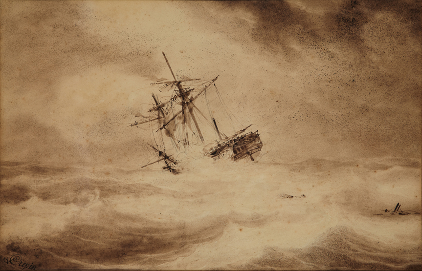LOUIS-PHILLIPPE CREPIN (1772-1851), Ship in Distress, Signed and monogramed ‘L. Crepin’ (lower