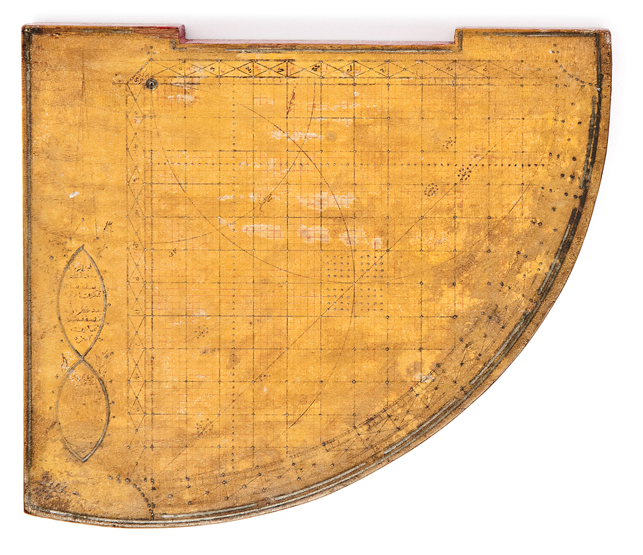 A LATE 19TH-CENTURY OTTOMAN TURKISH WOOD AND PAPER QUADRANT, unsigned and undated, carrying an