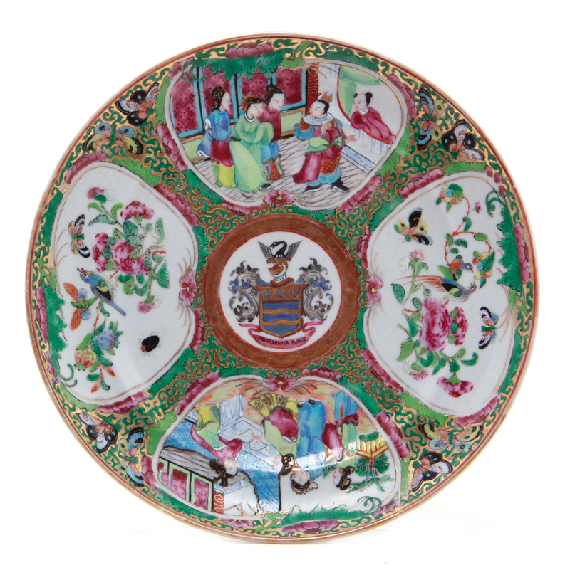 Chinese Blatchford armorial porcelain plate, American Market circa 1865, centering arms of