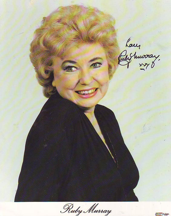 Ruby Murray scarce colour 8x10 high quality signed photograph, affixed to black and white card. Ruby