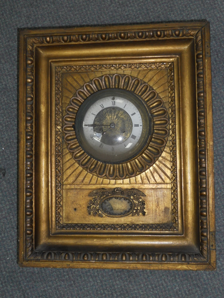 A Continental wall clock, 19th century, A Continental wall clock, 19th century, the rectangular
