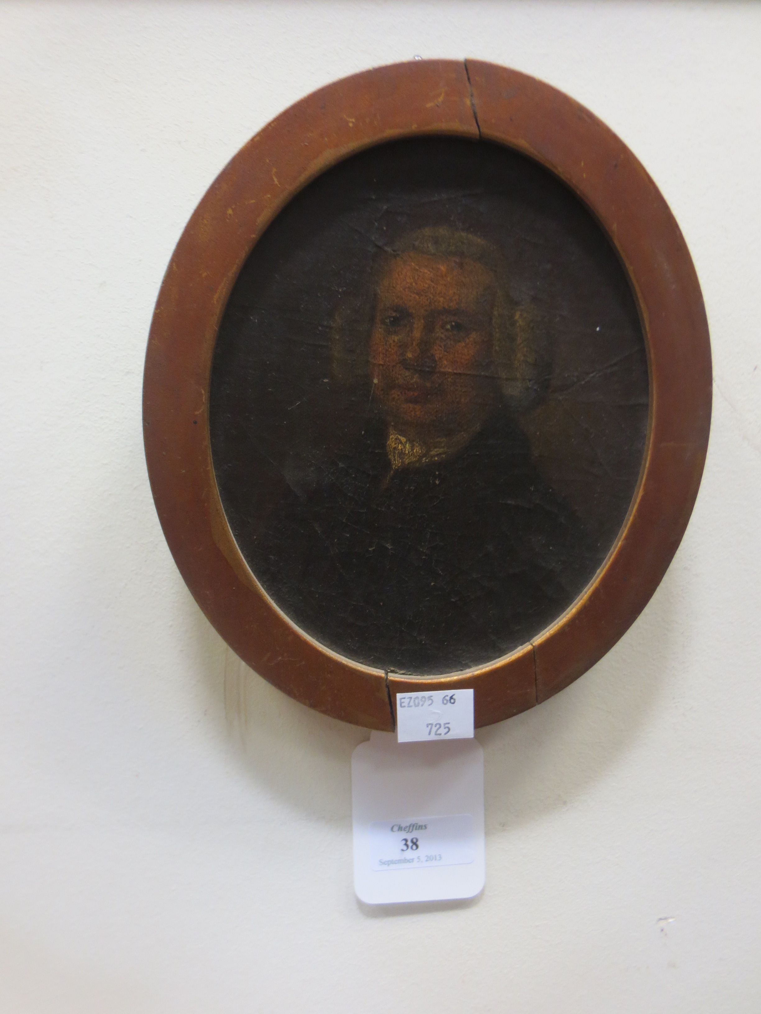 An oval late 18th century portrait of a gentleman, c. 15 x 12cm An oval late 18th century portrait