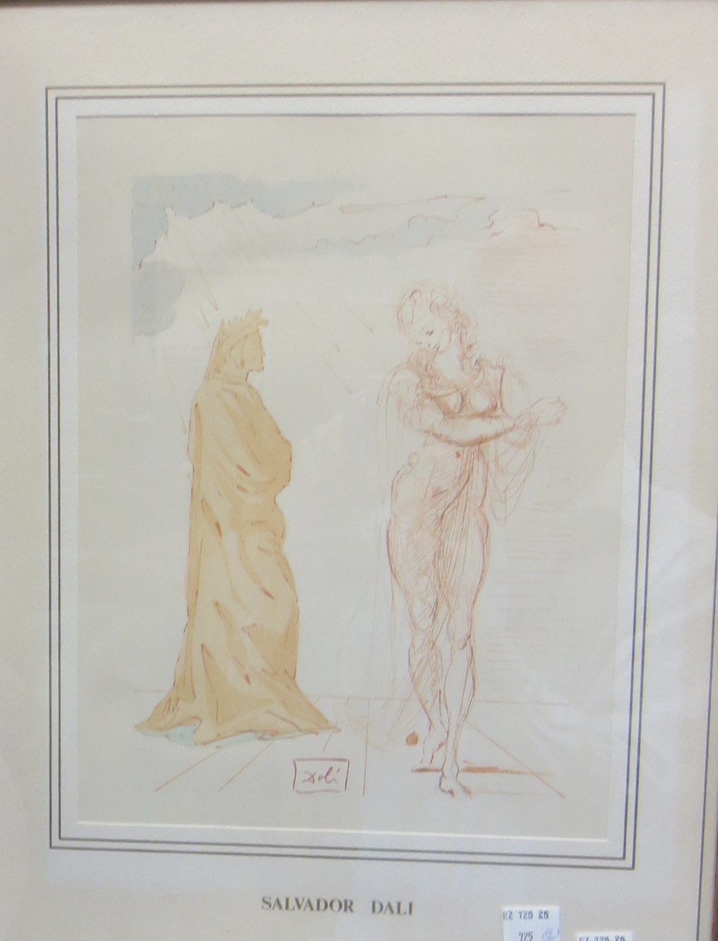 After Dali, Classical figures, print, together with an artists proof entitled `Newington Green` by
