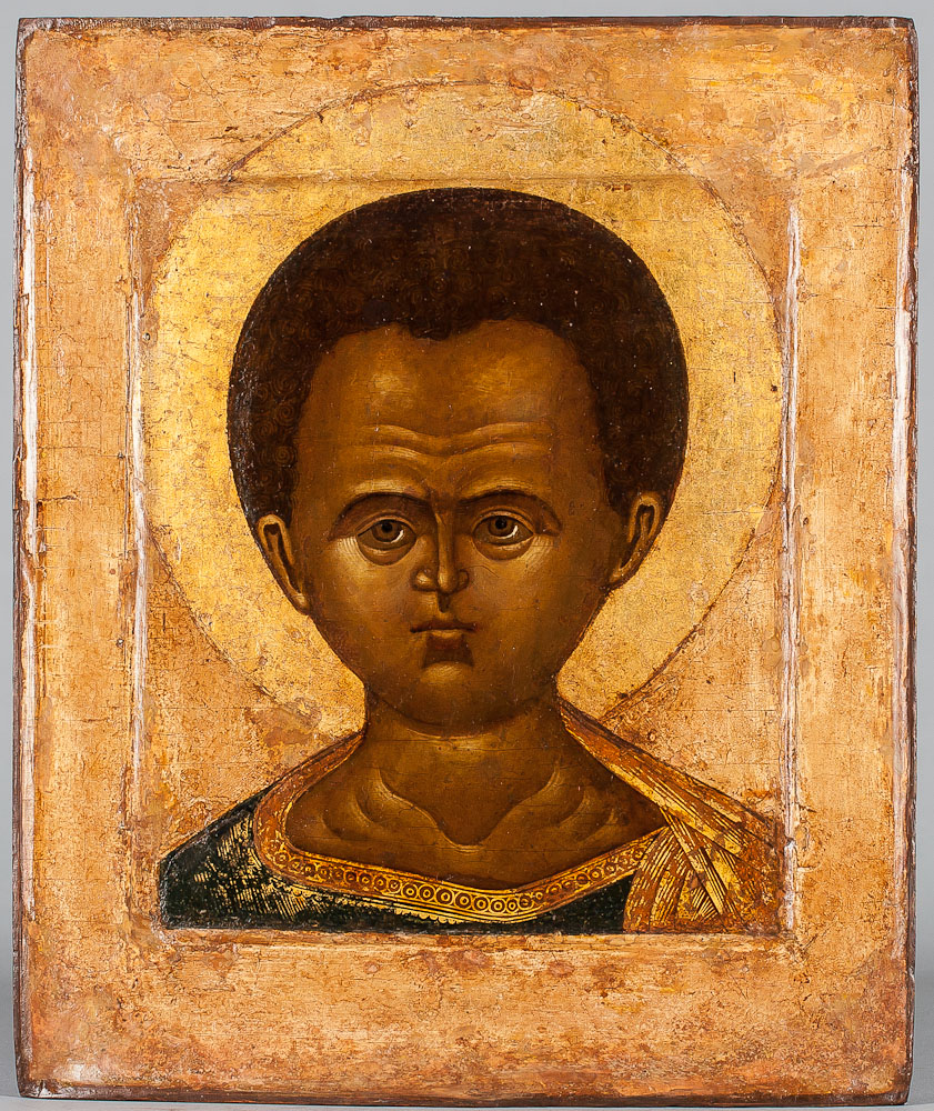 Russian Icon Christ Emmanuel, Russian Icon of Jesus Christ Emmanuel, 17th Century Moscow school. Egg