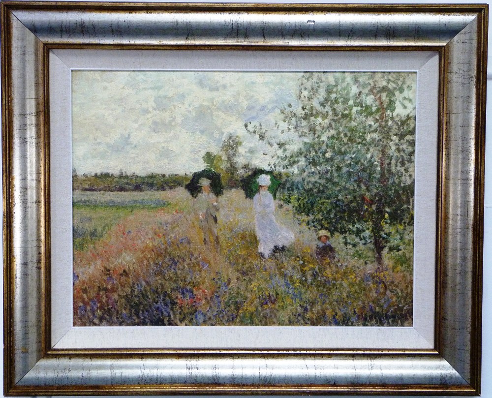 Claude Monet (1840-1926) Walk near Argenteuil Artagraph Edition, replica coloured print in bas-
