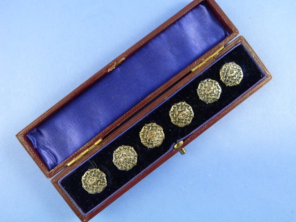 A set of six Edwardian silver buttons, by H. Matthews, hallmarked Birmingham, 1901, of circular form