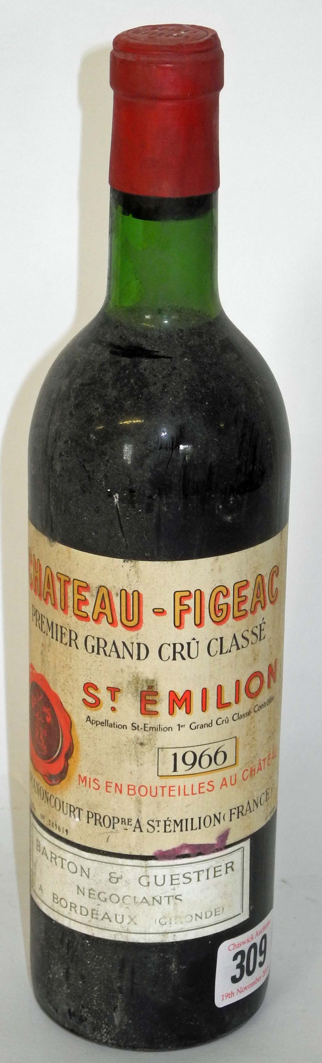 Chateau Figeac, 1966, St Emilion, Premiere Grand Cru, a single bottle.
