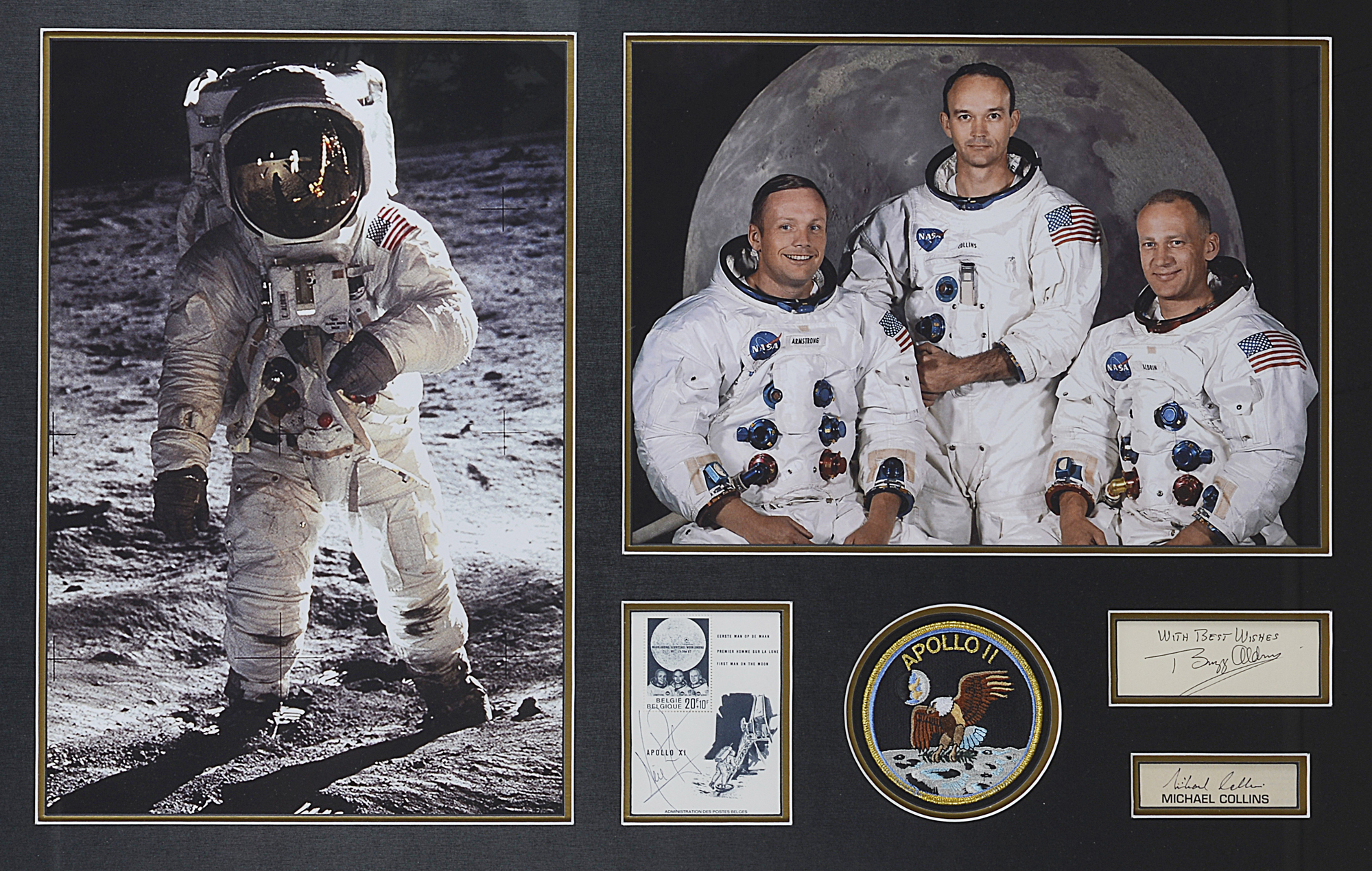 Space interest: autographs of the crew of Apollo XI, the first man to step on the moon, Neil