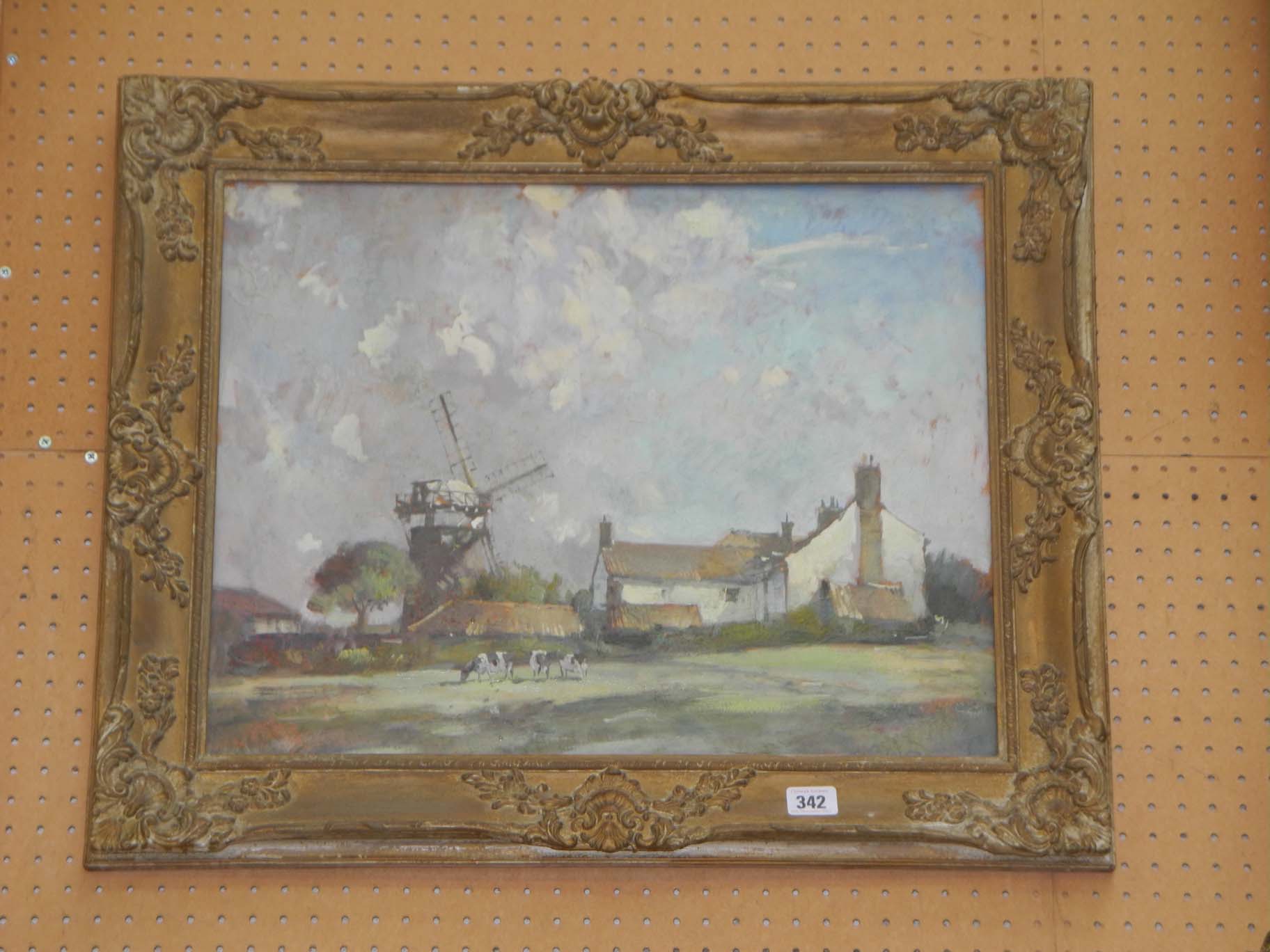 Stanley Orchart, British School, `Paston Mill`, Norfolk, oil on board, signed (see artist`s label on