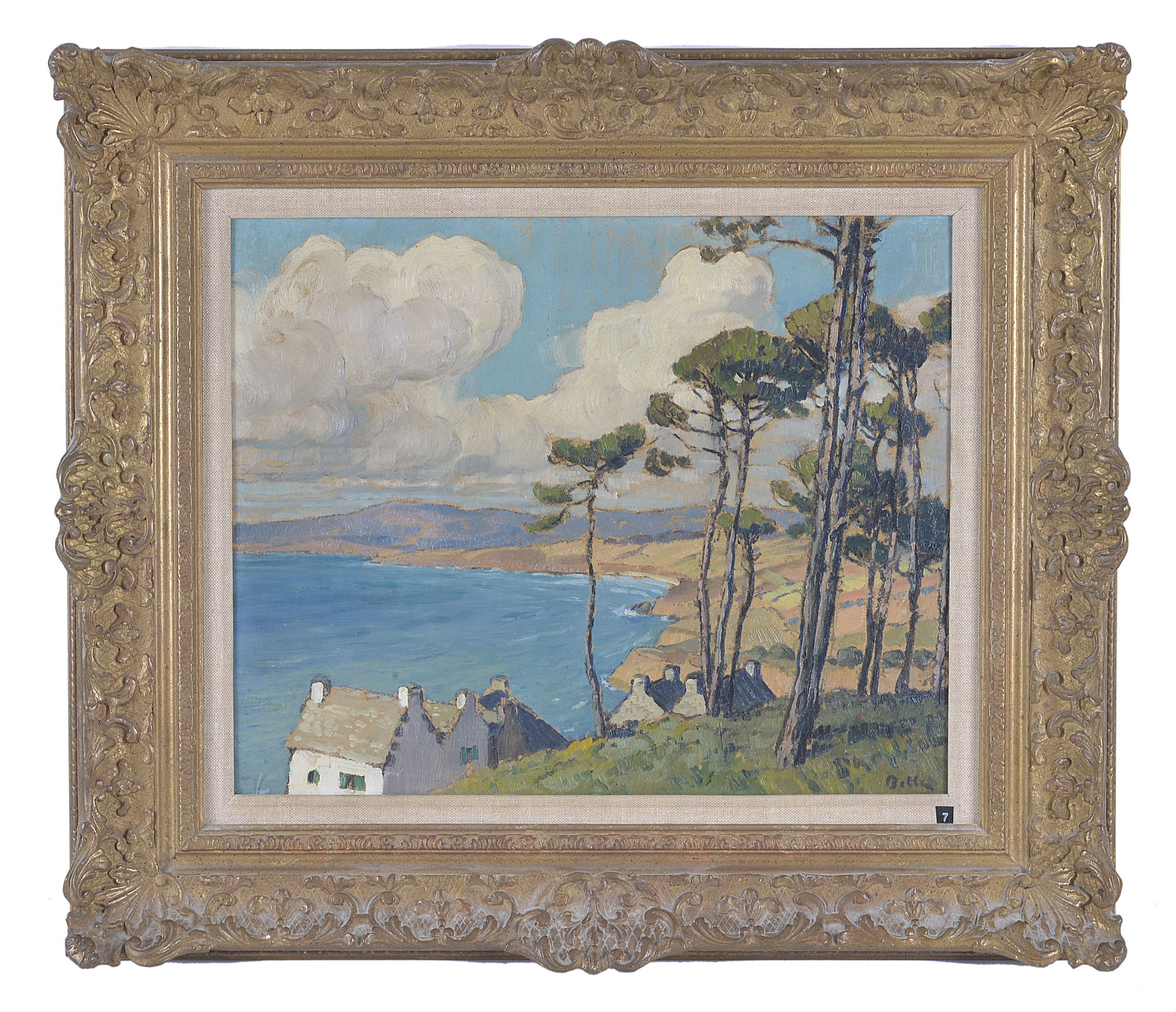 Marcel Bell, an oil on card, "Côte Bretonne", signed, with Kaplan Gallery label on reverse, in a