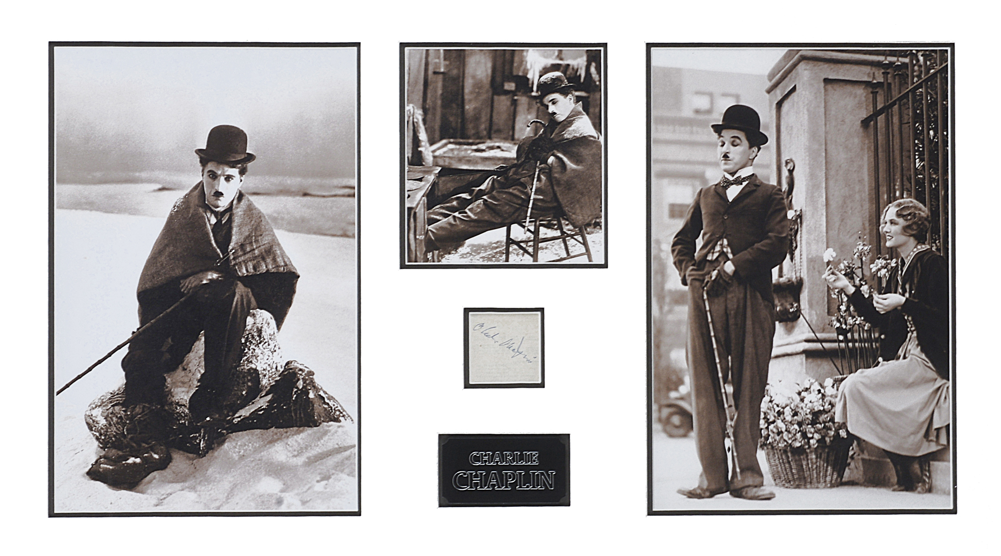 Early film interest: Charlie Chaplin (1889-1977), autograph signed on paper, framed and mounted